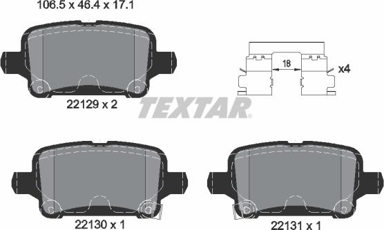 Textar 2212901 - Тормозные колодки, дисковые, комплект unicars.by