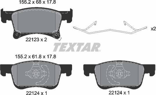 Textar 2212301 - Тормозные колодки, дисковые, комплект unicars.by