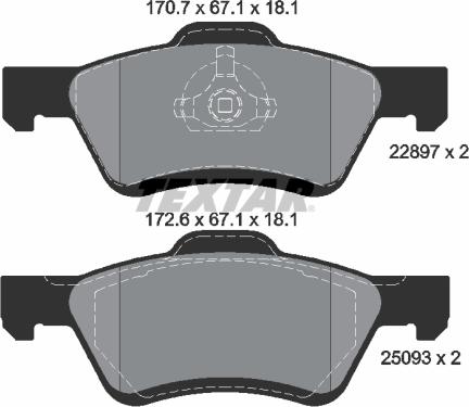 Textar 2289701 - Тормозные колодки, дисковые, комплект unicars.by