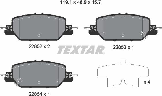 Textar 2285201 - Тормозные колодки, дисковые, комплект unicars.by