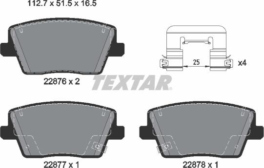 Textar 2287603 - Тормозные колодки, дисковые, комплект unicars.by