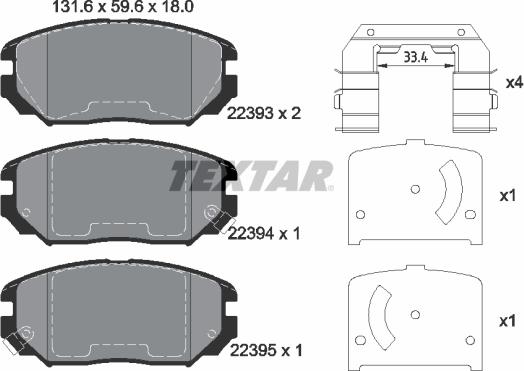 Textar 2239301 - Тормозные колодки, дисковые, комплект unicars.by