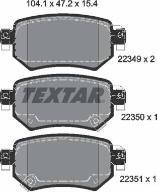 Textar 2234901 - Тормозные колодки, дисковые, комплект unicars.by