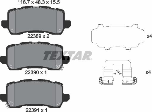 Textar 2238901 - Тормозные колодки, дисковые, комплект unicars.by