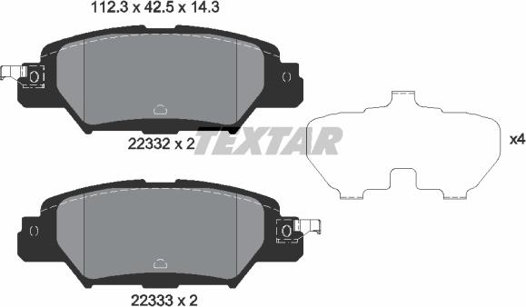 Textar 2233201 - Тормозные колодки, дисковые, комплект unicars.by