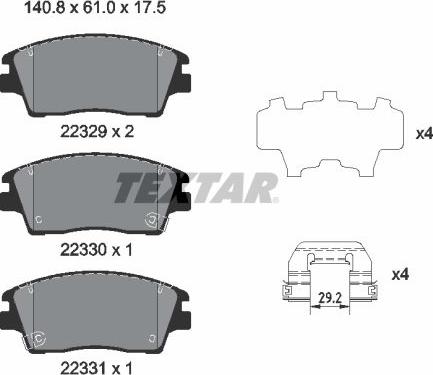 Textar 2232901 - Тормозные колодки, дисковые, комплект unicars.by