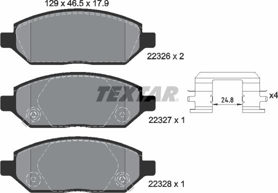 Textar 2232601 - Тормозные колодки, дисковые, комплект unicars.by