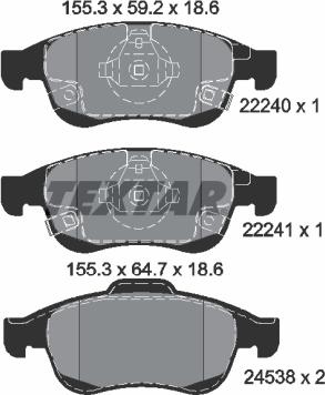 Textar 2224001 - Тормозные колодки, дисковые, комплект unicars.by