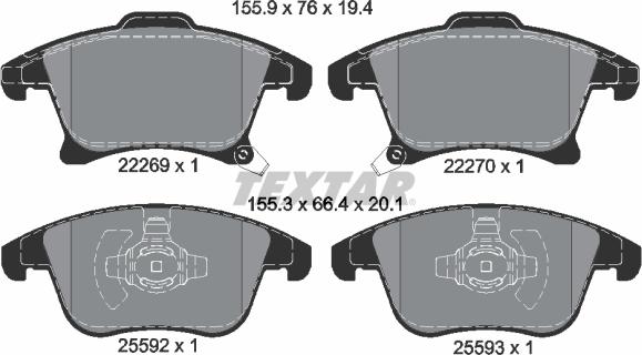 Textar 2226901 - Тормозные колодки, дисковые, комплект unicars.by