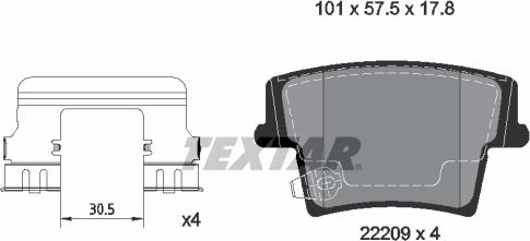 Textar 2220901 - Тормозные колодки, дисковые, комплект unicars.by