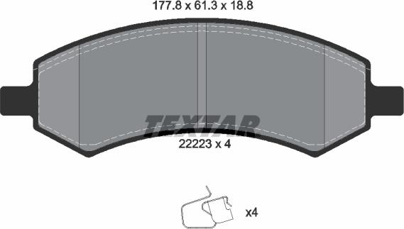 Textar 2222301 - Тормозные колодки, дисковые, комплект unicars.by