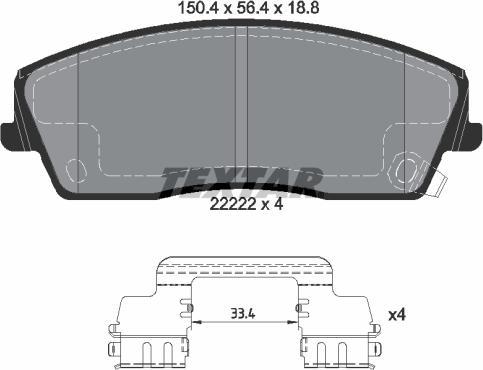 Textar 2222201 - Тормозные колодки, дисковые, комплект unicars.by