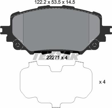 Textar 2227101 - Тормозные колодки, дисковые, комплект unicars.by