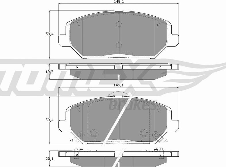 TOMEX brakes TX 19-59 - Тормозные колодки, дисковые, комплект unicars.by