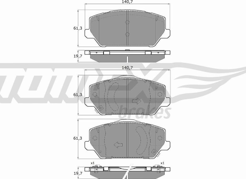 TOMEX brakes TX 19-60 - Тормозные колодки, дисковые, комплект unicars.by