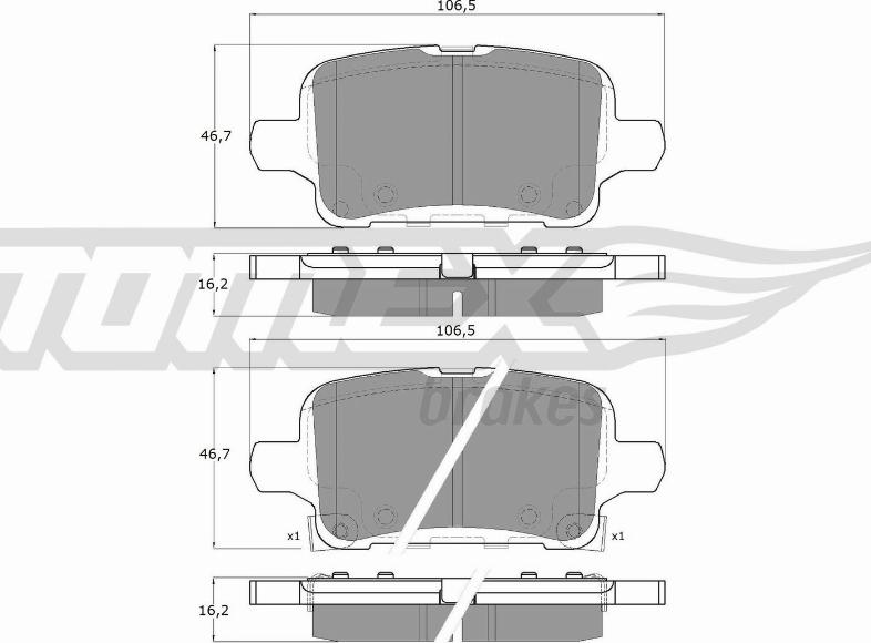 TOMEX brakes TX 19-11 - Тормозные колодки, дисковые, комплект unicars.by