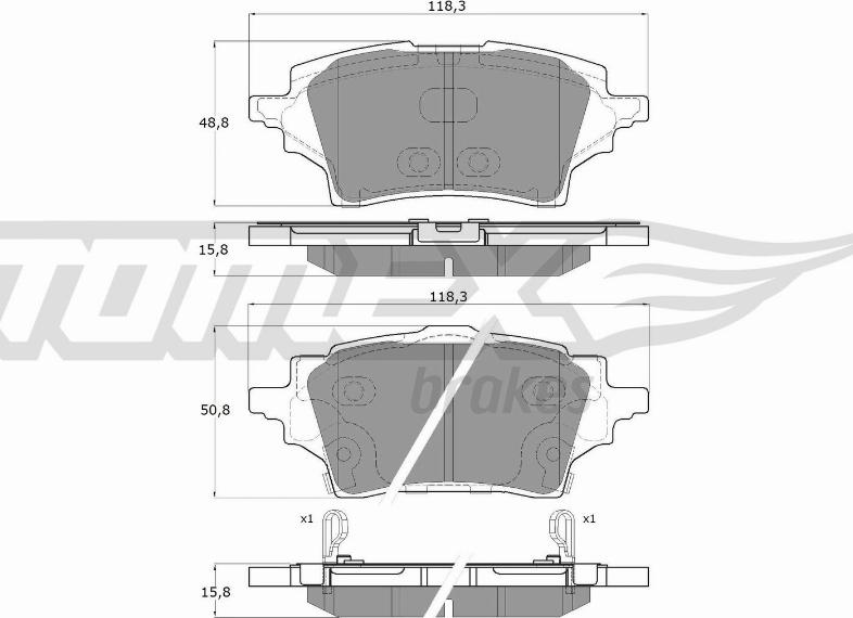 TOMEX brakes TX 19-83 - Тормозные колодки, дисковые, комплект unicars.by