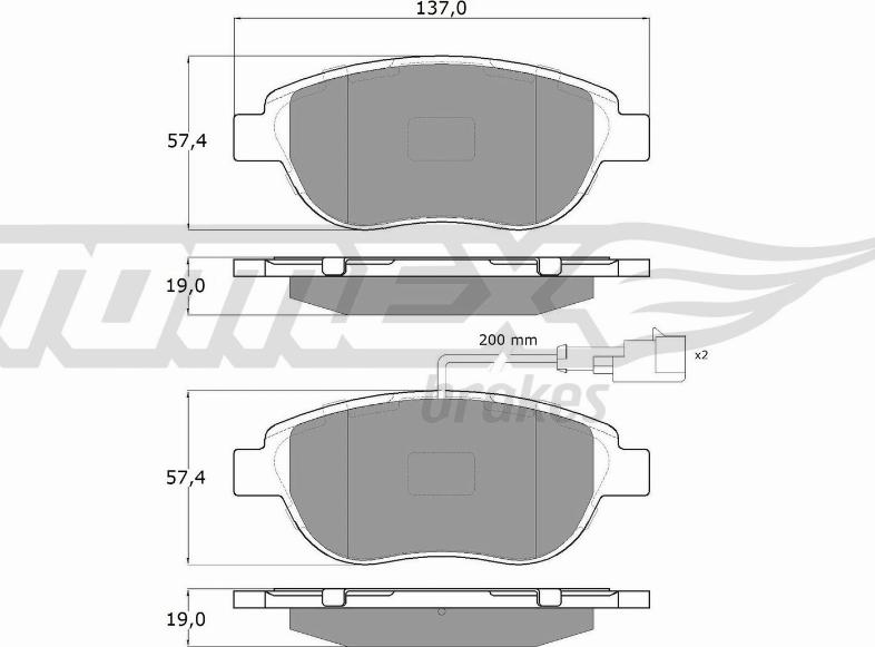 TOMEX brakes TX 14-45 - Тормозные колодки, дисковые, комплект unicars.by