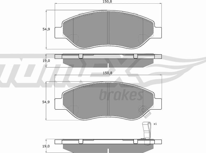 TOMEX brakes TX 14-61 - Тормозные колодки, дисковые, комплект unicars.by