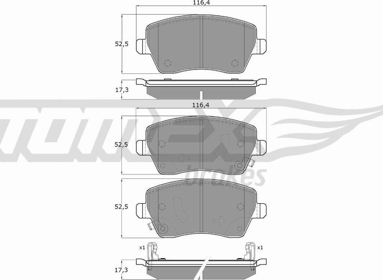 TOMEX brakes TX 14-161 - Тормозные колодки, дисковые, комплект unicars.by