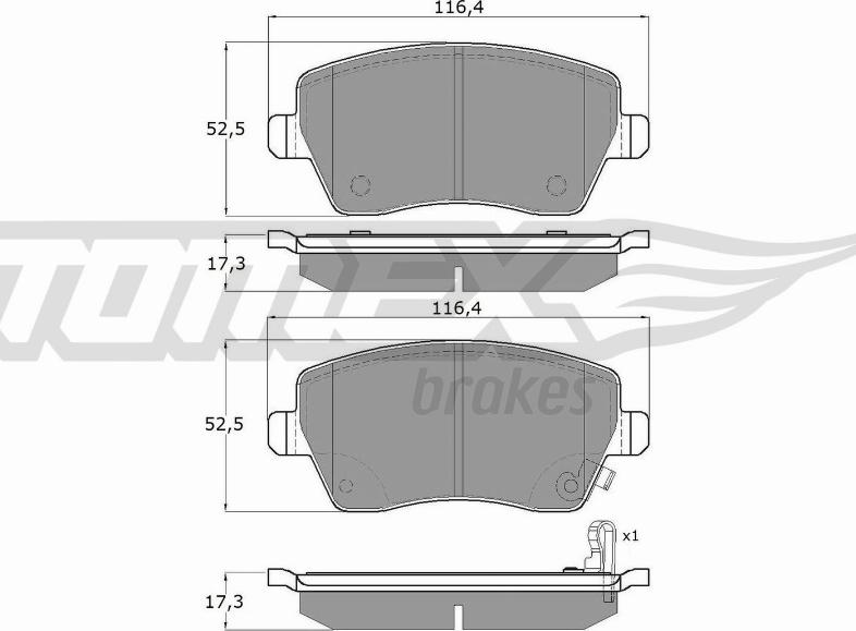 TOMEX brakes TX 14-162 - Тормозные колодки, дисковые, комплект unicars.by