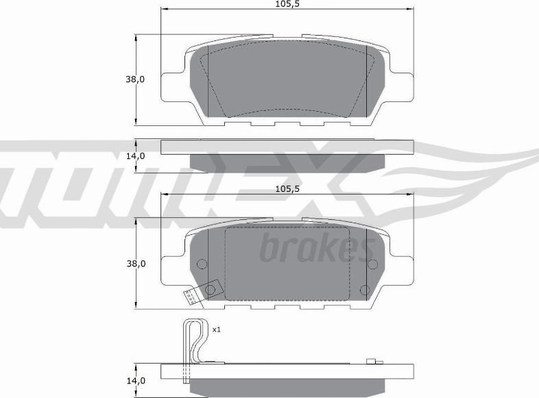 TOMEX brakes TX 14-21 - Тормозные колодки, дисковые, комплект unicars.by