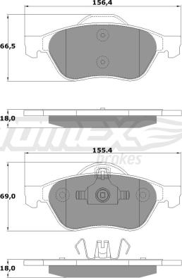 TOMEX brakes TX 14-71 - Тормозные колодки, дисковые, комплект unicars.by