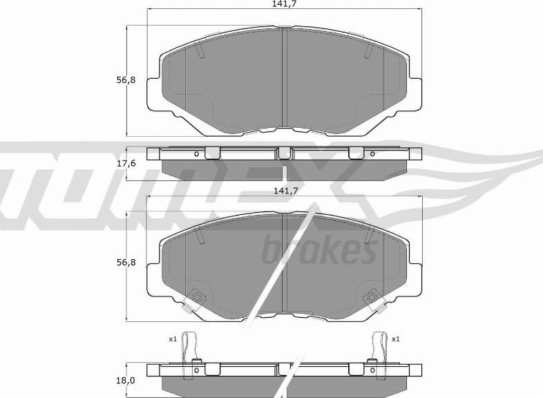 TOMEX brakes TX 15-58 - Тормозные колодки, дисковые, комплект unicars.by