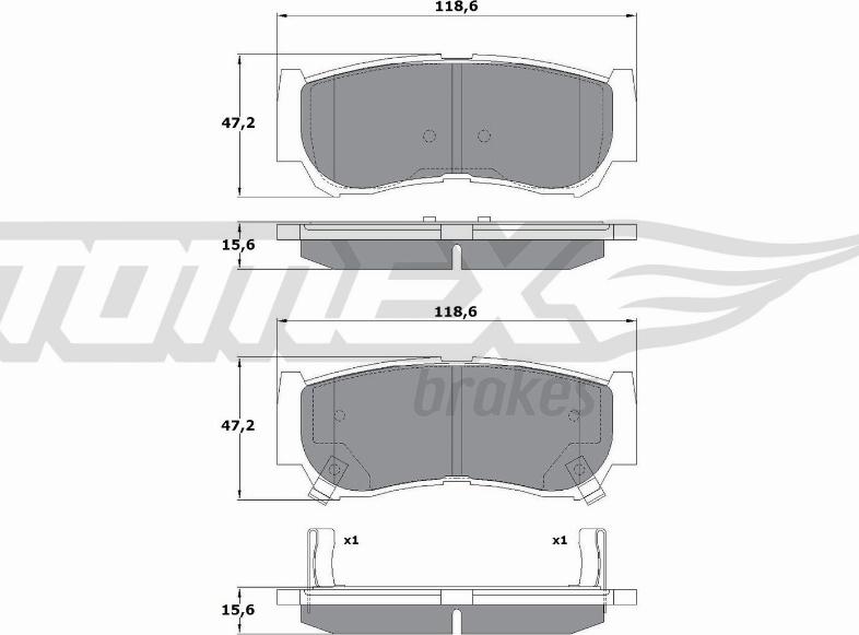 TOMEX brakes TX 15-64 - Тормозные колодки, дисковые, комплект unicars.by