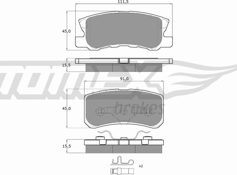 TOMEX brakes TX 15-04 - Тормозные колодки, дисковые, комплект unicars.by