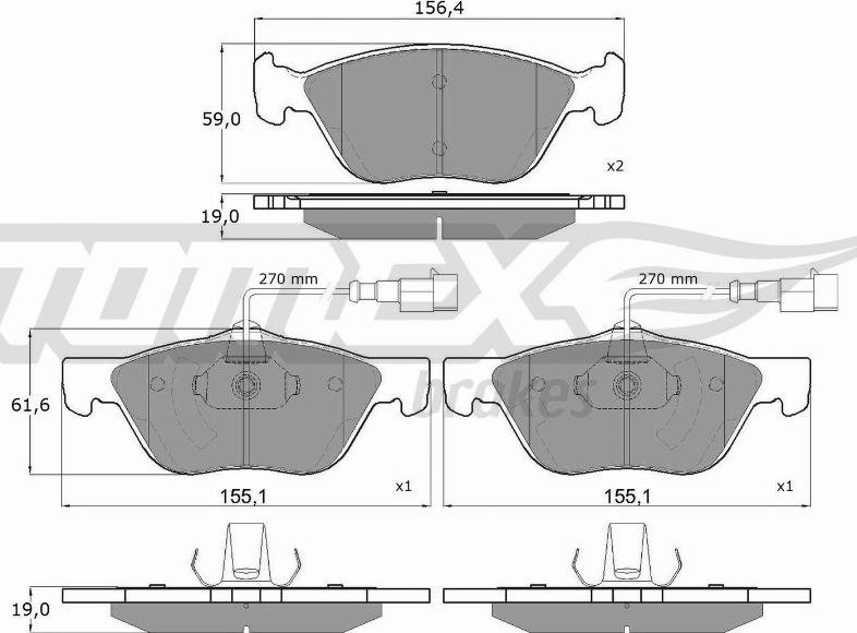 TOMEX brakes TX 15-05 - Тормозные колодки, дисковые, комплект unicars.by