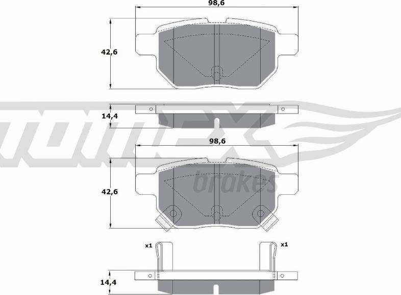 TOMEX brakes TX 15-01 - Тормозные колодки, дисковые, комплект unicars.by