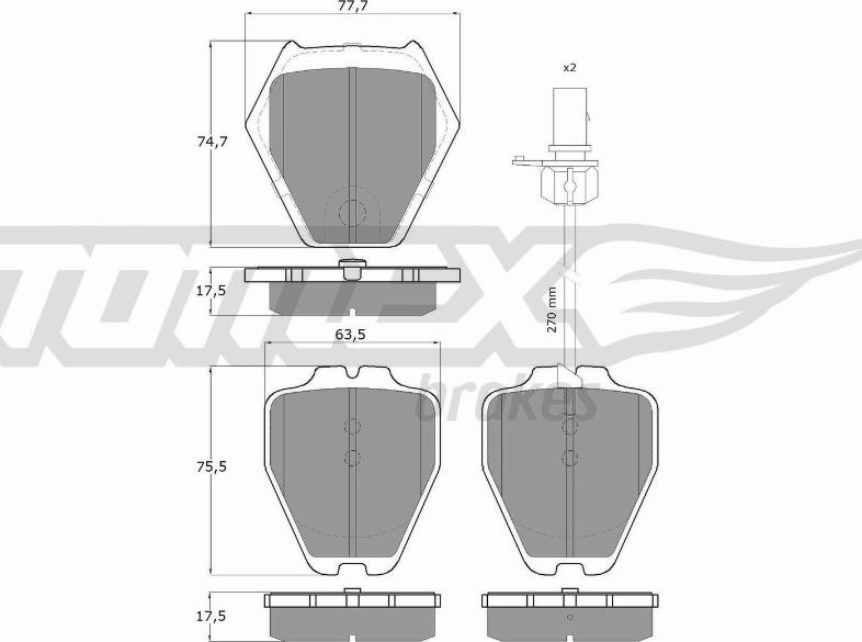 TOMEX brakes TX 15-12 - Тормозные колодки, дисковые, комплект unicars.by