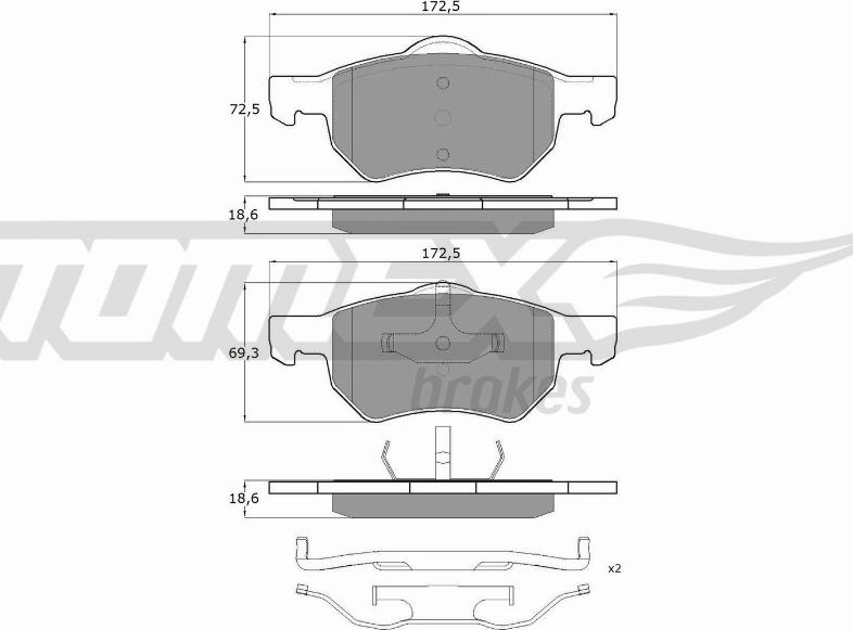 TOMEX brakes TX 15-30 - Тормозные колодки, дисковые, комплект unicars.by