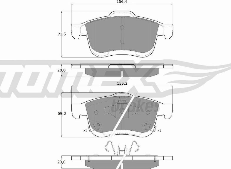 TOMEX brakes TX 15-251 - Тормозные колодки, дисковые, комплект unicars.by