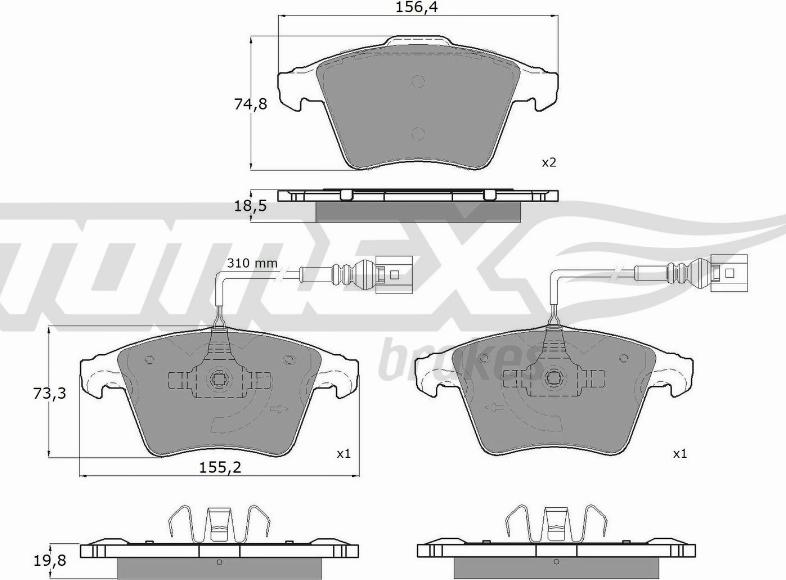 TOMEX brakes TX 15-23 - Тормозные колодки, дисковые, комплект unicars.by