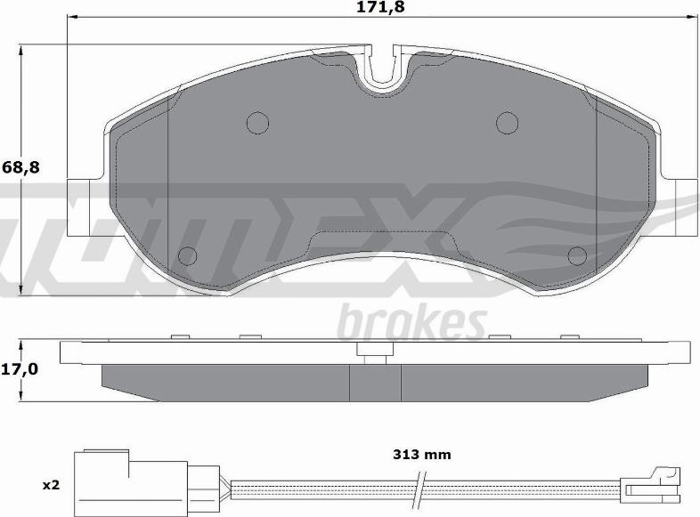 TOMEX brakes TX 16-95 - Тормозные колодки, дисковые, комплект unicars.by