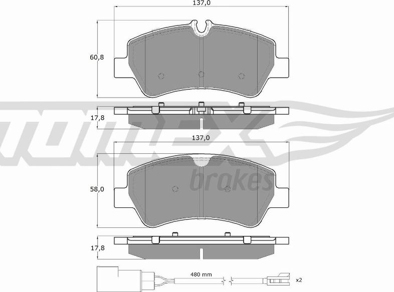 TOMEX brakes TX 16-961 - Тормозные колодки, дисковые, комплект unicars.by