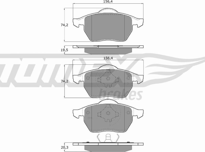 TOMEX brakes TX 16-54 - Тормозные колодки, дисковые, комплект unicars.by