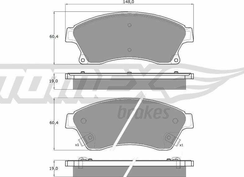 TOMEX brakes TX 16-50 - Тормозные колодки, дисковые, комплект unicars.by