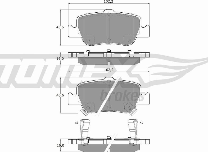 TOMEX brakes TX 16-29 - Тормозные колодки, дисковые, комплект unicars.by