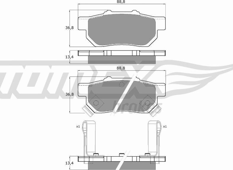 TOMEX brakes TX 10-99 - Тормозные колодки, дисковые, комплект unicars.by