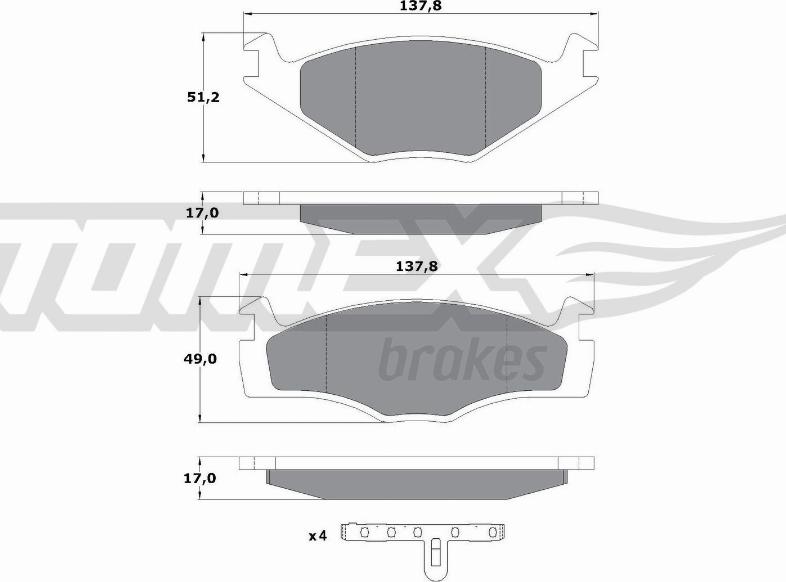 TOMEX brakes TX 10-141 - Тормозные колодки, дисковые, комплект unicars.by