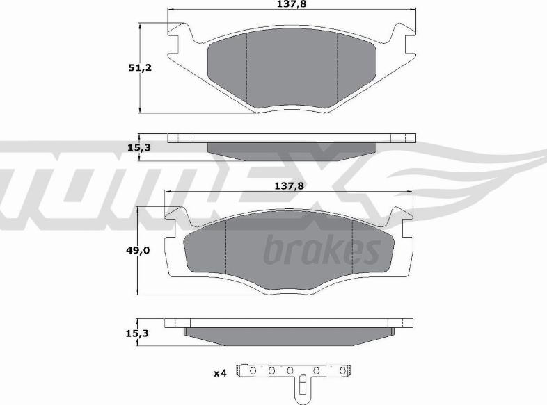 TOMEX brakes TX 10-14 - Тормозные колодки, дисковые, комплект unicars.by