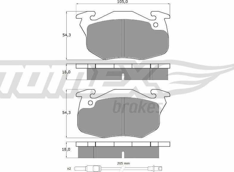 TOMEX brakes TX 10-34 - Тормозные колодки, дисковые, комплект unicars.by