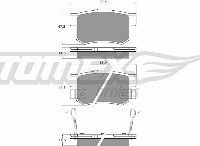 TOMEX brakes TX 11-00 - Тормозные колодки, дисковые, комплект unicars.by