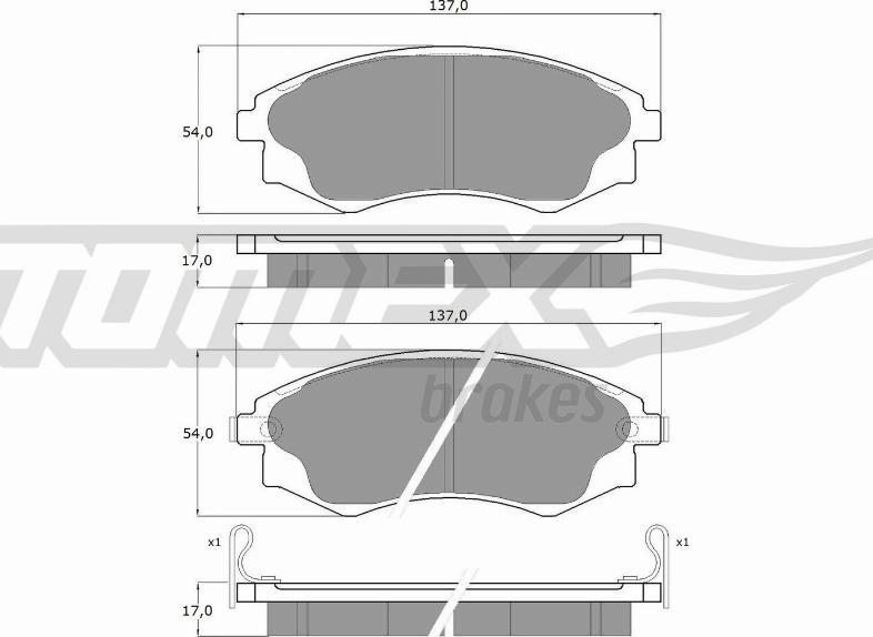 TOMEX brakes TX 11-07 - Тормозные колодки, дисковые, комплект unicars.by