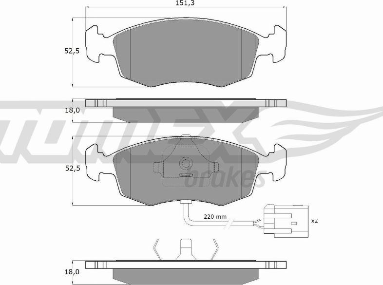 TOMEX brakes TX 11-34 - Тормозные колодки, дисковые, комплект unicars.by