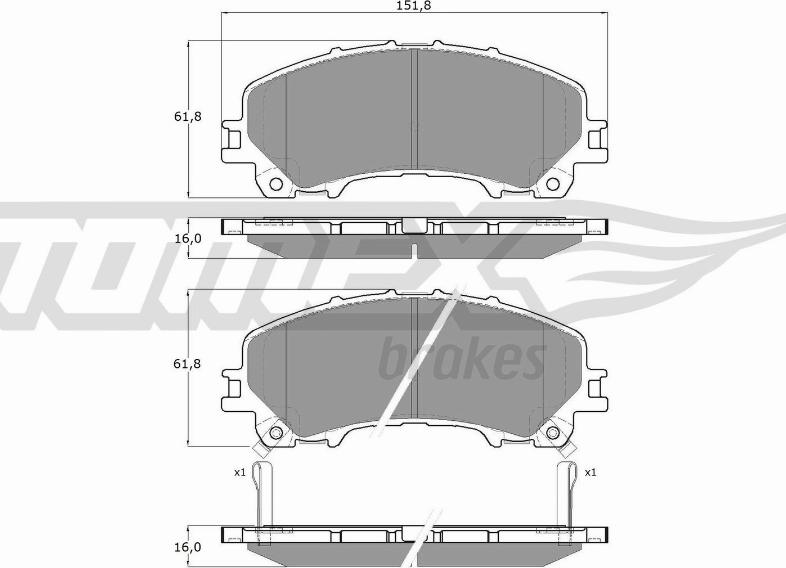 TOMEX brakes TX 18-99 - Тормозные колодки, дисковые, комплект unicars.by