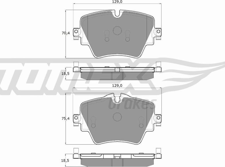 TOMEX brakes TX 18-43 - Тормозные колодки, дисковые, комплект unicars.by